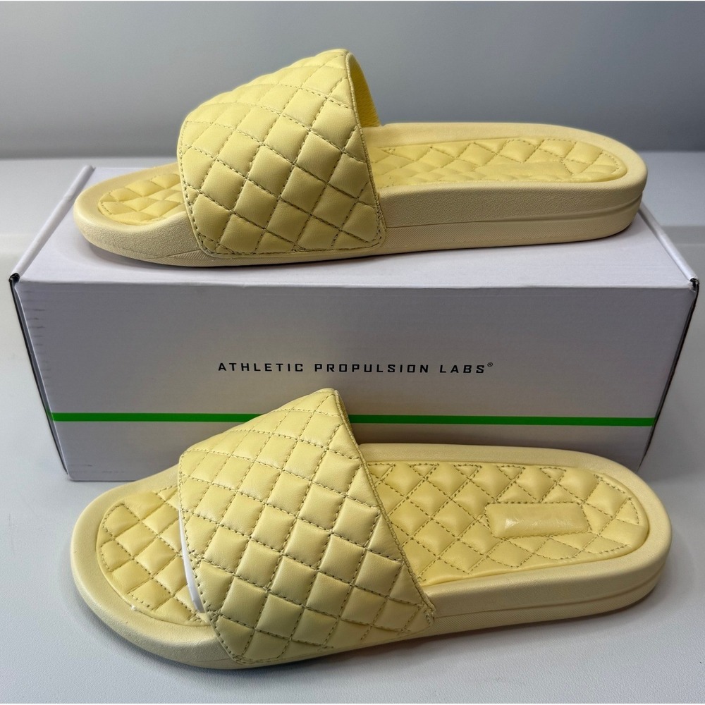 APL Athletic Propulsion Labs Lusso Slide Lemon Zest Quilted Leather Womens 8 New